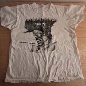 ORIGINAL RARE Vintage 80s The Cramps Punk Band Bad Music T Shirt Rockabilly